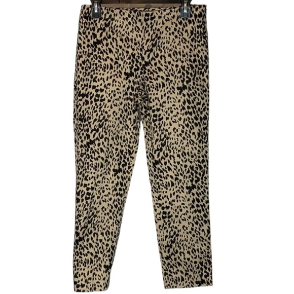 🌸2/$25 NWT Elliot Lauren Black Tan Cheetah Print Slim Leg Pants - Picture 1 of 7